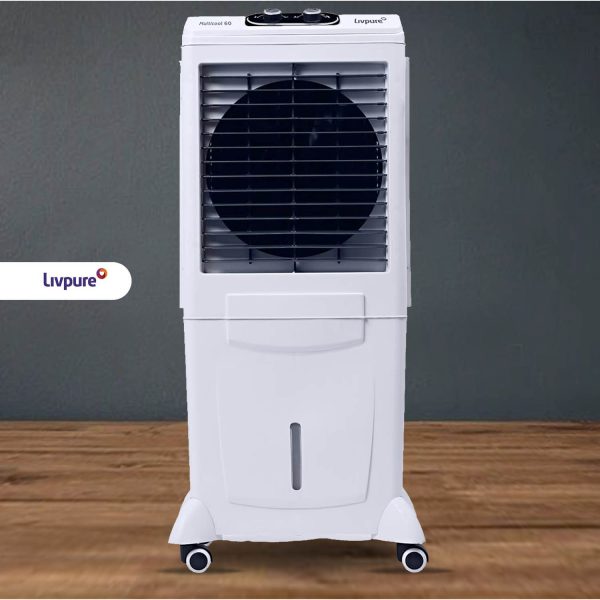 Livpure Multicool 60L Mini Desert Air Cooler with Honeycomb Pads & Water Level Indicator, White