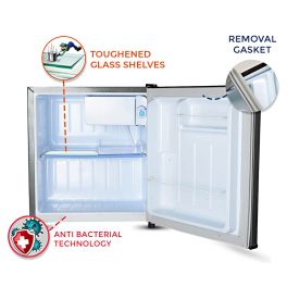 GEM GRDN-70DGWC, 50 Litre Minibar Fridge with 1 Star Rating and Rotary Compressor, Silver