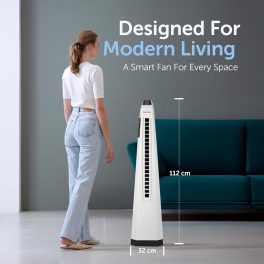 Symphony Surround-I High Speed Bladeless Technology Tower Fan Touchscreen Control Panel, Remote & Swivel Action, White