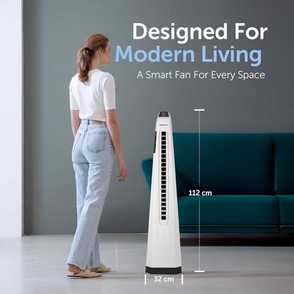 Symphony Surround-I High Speed Bladeless Technology Tower Fan Touchscreen Control Panel, Remote & Swivel Action, White