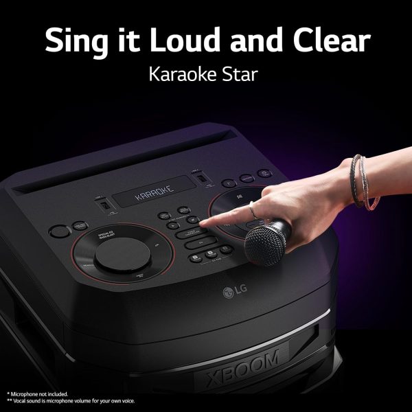 LG RNC5, Party Speaker with Double Super Bass Boost, Party Lighting, DJ Application, Karoke Star and Wireless Party Link, Black