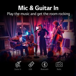 LG RNC5, Party Speaker with Double Super Bass Boost, Party Lighting, DJ Application, Karoke Star and Wireless Party Link, Black
