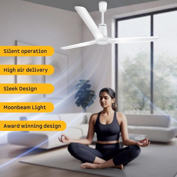 Atomberg Aris 1200, 48 Inch BLDC Ceiling Fan with IOT, Remote Control, LED Light and Award Winning Sleek Design, Marble White
