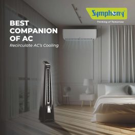 Symphony Surround B, Tower Fan For Home with BLDC Turbo Throw, Touchscreen Control Panel, Remote Control and Low Power Consumption, Black