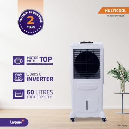 Livpure Multicool 60L Mini Desert Air Cooler with Honeycomb Pads & Water Level Indicator, White