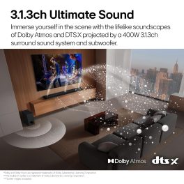 LG S77TY, 400 Watts with 3.1.2 Channel Speaker with Dolby Atmos and Wireless Subwoofer, Black