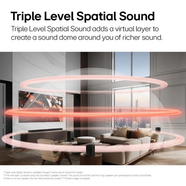 LG S77TY, 400 Watts with 3.1.2 Channel Speaker with Dolby Atmos and Wireless Subwoofer, Black