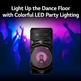 LG RNC5, Party Speaker with Double Super Bass Boost, Party Lighting, DJ Application, Karoke Star and Wireless Party Link, Black