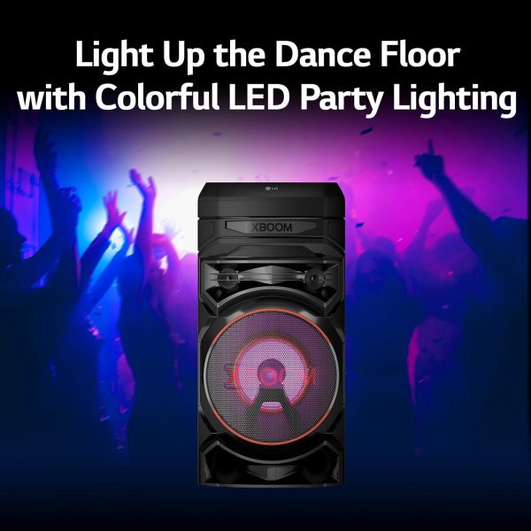 LG RNC5, Party Speaker with Double Super Bass Boost, Party Lighting, DJ Application, Karoke Star and Wireless Party Link, Black