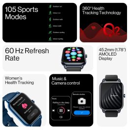Oneplus OPBBE221, Oneplus Nord Watch with 1.78 Amoled Display, 60 Hz Refresh Rate, 10 Days Battery, Heart Rate and Stress Monitor, Deep Blue