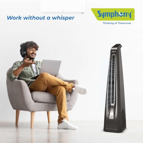 Symphony Surround B, Tower Fan For Home with BLDC Turbo Throw, Touchscreen Control Panel, Remote Control and Low Power Consumption, Black