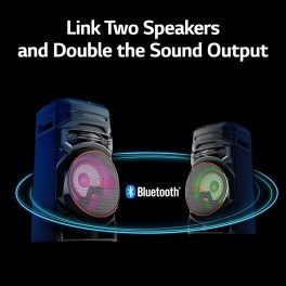 LG RNC5, Party Speaker with Double Super Bass Boost, Party Lighting, DJ Application, Karoke Star and Wireless Party Link, Black