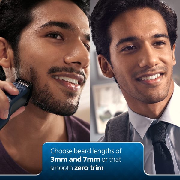 Philips BT1213/15, Beard Trimmer with Stainless Steel Blade, 30 Minute Runtime and 4 Length Settings, Green/Black