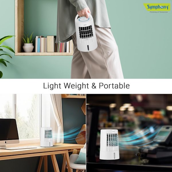 Symphony Duet Mini Personal Air Cooler with 8 Hours Battery, White