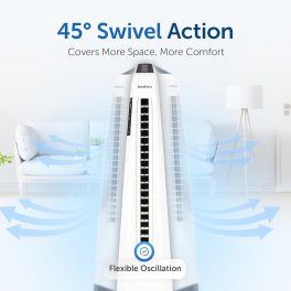 Symphony Surround-I High Speed Bladeless Technology Tower Fan Touchscreen Control Panel, Remote & Swivel Action, White