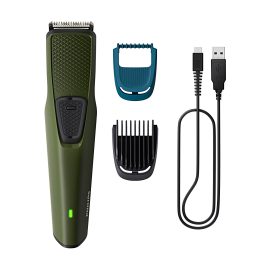 Philips BT1213/15, Beard Trimmer with Stainless Steel Blade, 30 Minute Runtime and 4 Length Settings, Green/Black