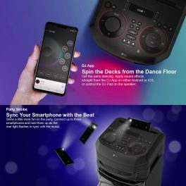 LG RNC7, Party Speaker with Double Super Bass Boost, Party Lighting, DJ Application, Karoke Star and Wireless Party Link, Black