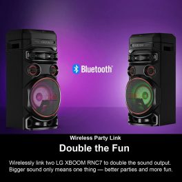 LG RNC7, Party Speaker with Double Super Bass Boost, Party Lighting, DJ Application, Karoke Star and Wireless Party Link, Black