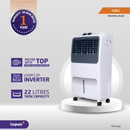 Livpure Chill 22L Personal Air Cooler with Honeycomb Pad & Thermal Overload Protection, White