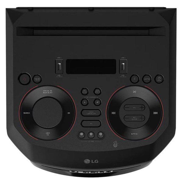 LG RNC7, Party Speaker with Double Super Bass Boost, Party Lighting, DJ Application, Karoke Star and Wireless Party Link, Black