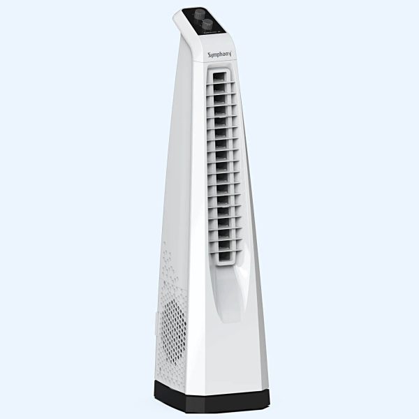 Symphony Surround-I High Speed Bladeless Technology Tower Fan Touchscreen Control Panel, Remote & Swivel Action, White