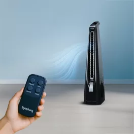 Symphony Surround B, Tower Fan For Home with BLDC Turbo Throw, Touchscreen Control Panel, Remote Control and Low Power Consumption, Black
