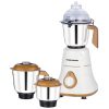 Morphy Brut Xtra, 800 Watt 3 Jar Mixer Grinder with Alluminium Jar Base, Overload Protection for Motor, Stainless Steel Jar and Break Resitant Jar handles and Dome Cap, White