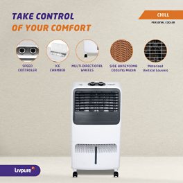 Livpure Chill 22L Personal Air Cooler with Honeycomb Pad & Thermal Overload Protection, White