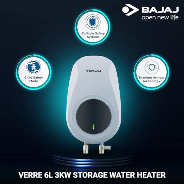 Bajaj Verre Plus, 5 Litre Instant Water Heater with 6 Bar Pressure, Rust Proof Body and BIS Approved ISI Marking, White