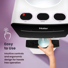 Haier Water Dispenser, Hot-Cold & Normal Tap with Digital Display, Child Lock Safety, Anti Corrosive, Black-White, HWD-3MPFS