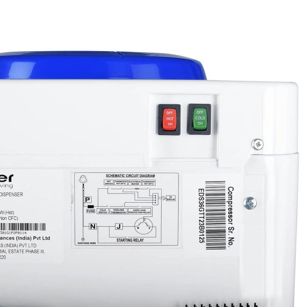 Haier Table Top Water Dispenser with Hot, Normal and Cold Tap, White