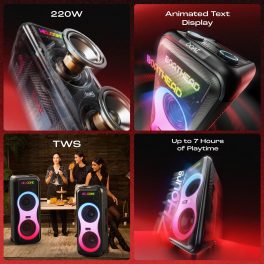 boAt PartyPal 600, 220 Watts Party Speaker with 7 Hours of Battery Backup, Black