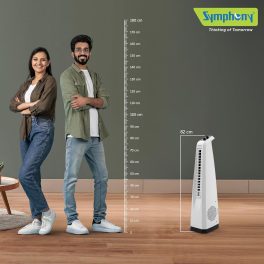 Symphony Surround Junior, Blade-less Tower Fan with 20 Feet Air Throw and Swivel action, White
