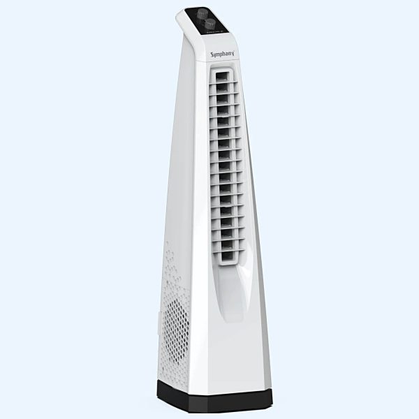 Symphony Surround Junior, Blade-less Tower Fan with 20 Feet Air Throw and Swivel action, White