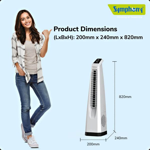 Symphony Surround Junior, Blade-less Tower Fan with 20 Feet Air Throw and Swivel action, White