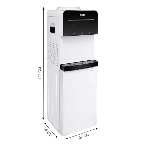 Haier Water Dispenser With Stand with Hot, Cold & Normal Tap with Digital Display, Child Lock Safety, Anti Corrosive, White