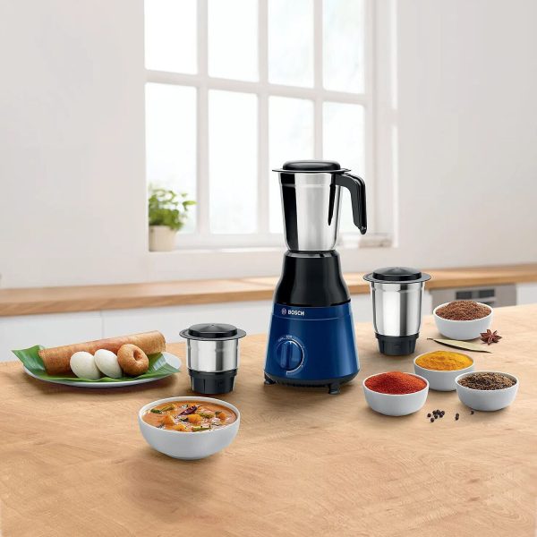 Bosch MG2213C3BI, TrueMixx Serie-2, 500 Watt 3 Jar Powerful Mixer Grinder 3 Jar with nylon Metal Couplers, Black and Blue