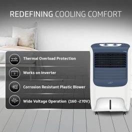 V-Guard Aikido B25, 25 Litre Personal Air Cooler with Honeycomb Cooling Pads and Remote, White