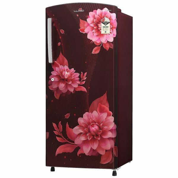 Lloyd GLDC242SBWT2PB, 225 Litre 2 Star Single Door Refrigerator with Fast Ice Making and Adjustable Glass Shelve, Begonia Wine