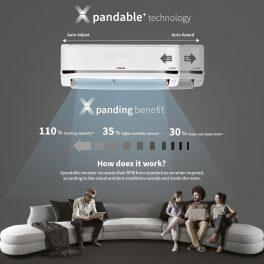 Hitachi RAS.V522PCBISH1, 2 Ton 5 Star Inverter Split AC with 4-Way Swing, Xpandable+, 100% Copper and Dust Filter, White