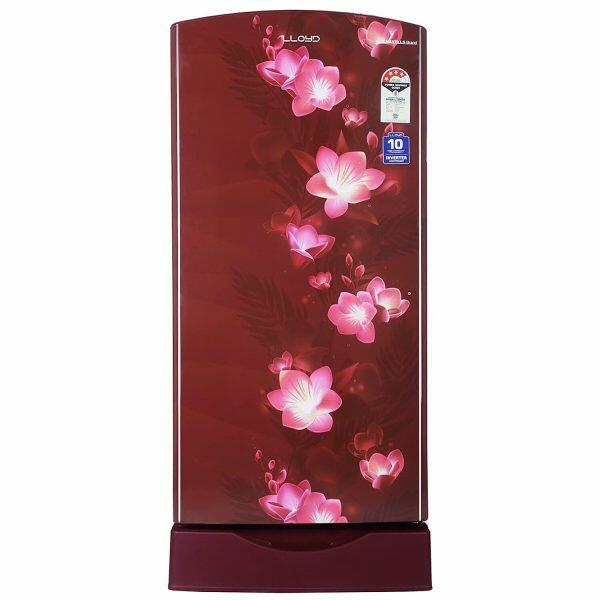 Lloyd GLDF214SGWS1PB, 200 Litre 4 Star Single Door Refrigerator with Base Stand and Inverter Compressor, Gardenia Wine