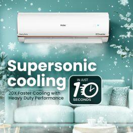 Haier HSU19K-PYFR5BN, 1.6 Ton 5 Star HEXA Inverter Smart Split AC with Copper, Wi-Fi, 4 Way Swing, Frost Self Clean, 20 Metres Air Throw, White