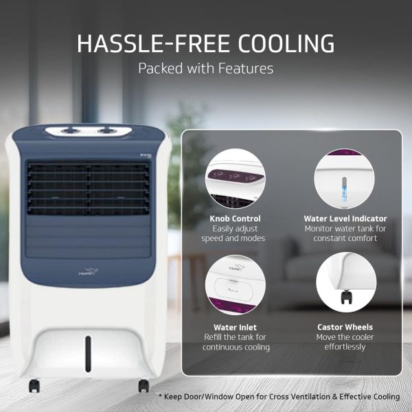 V-Guard Aikido B25, 25 Litre Personal Air Cooler with Honeycomb Cooling Pads and Remote, White