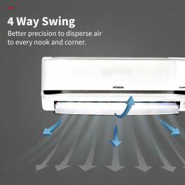 Hitachi RAS.V522PCBISH1, 2 Ton 5 Star Inverter Split AC with 4-Way Swing, Xpandable+, 100% Copper and Dust Filter, White