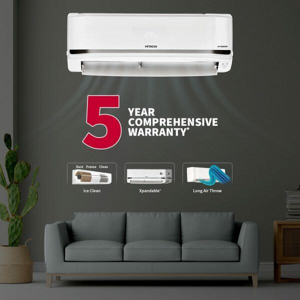 Hitachi RAS.V522PCBISH1, 2 Ton 5 Star Inverter Split AC with 4-Way Swing, Xpandable+, 100% Copper and Dust Filter, White