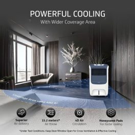V-Guard Aikido B25, 25 Litre Personal Air Cooler with Honeycomb Cooling Pads and Remote, White