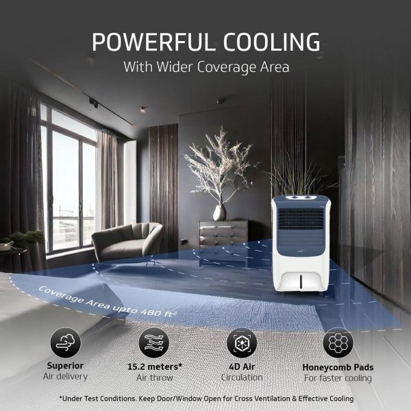 V-Guard Aikido B25, 25 Litre Personal Air Cooler with Honeycomb Cooling Pads and Remote, White