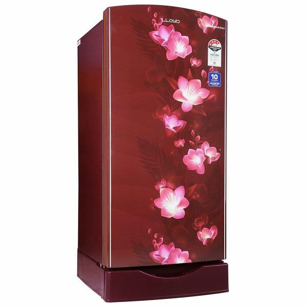 Lloyd GLDF214SGWS1PB, 200 Litre 4 Star Single Door Refrigerator with Base Stand and Inverter Compressor, Gardenia Wine