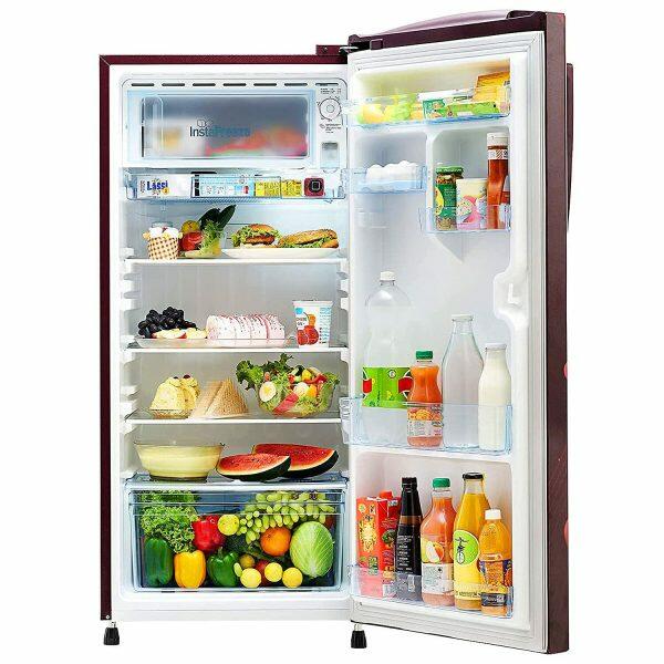 Lloyd GLDC212Sbwt2Pb, 200 Litre 2 Star Single Door Refrigerator with Fast Ice Making Technology, Begonia Wine