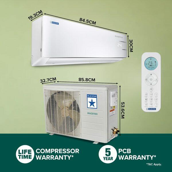BlueStar IC512RNUR, 1.5 Ton 5 Star Smart Ready Inverter Split AC with 5-in-1 Convertible, Multi Sensors, Blue Fins and Self Diagnosis, White